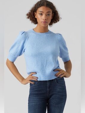 BNWT Vero Moda Short Sleeve Knit in Blue Size L
